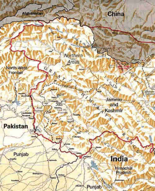 Karte zum Kaschmirkonflikt